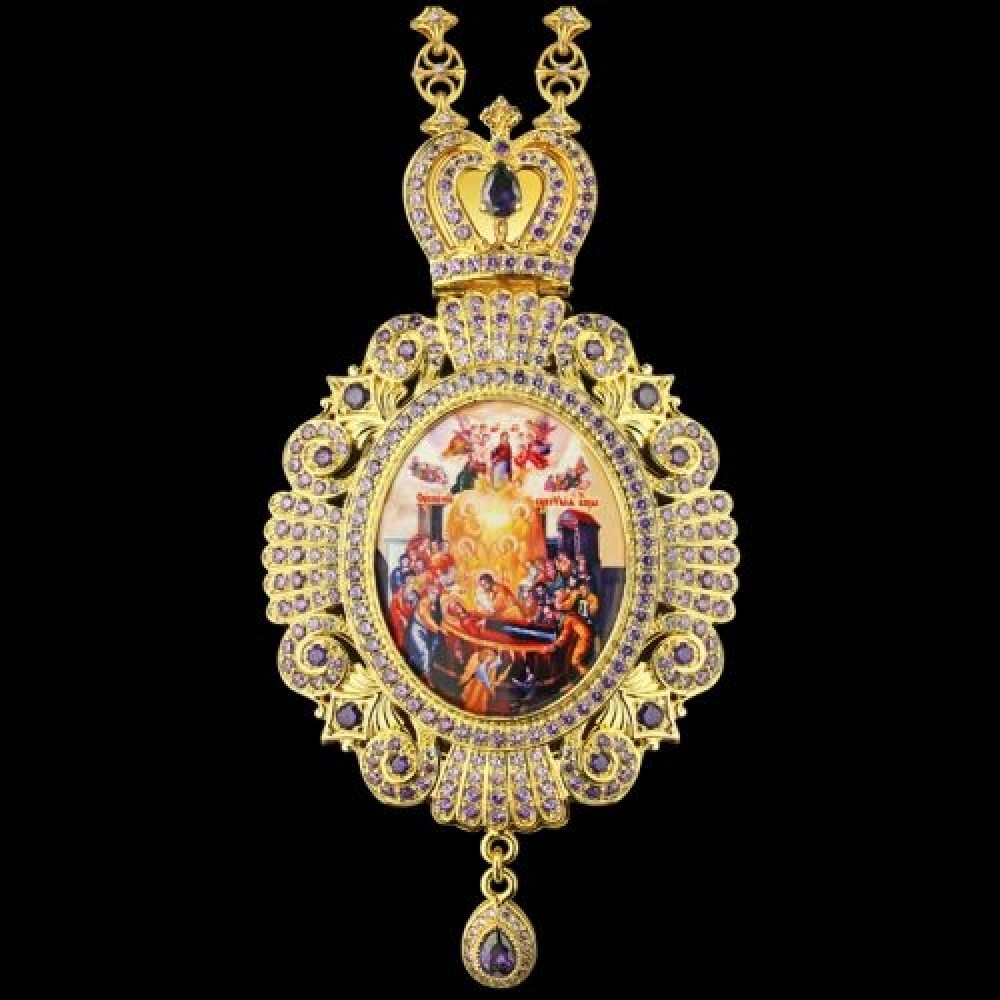 Панагия латунная в позолоте с цепью аг-2.7.0528ЛП-244ЛП