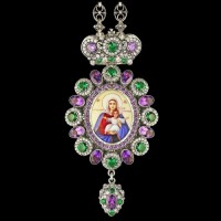 Панагия серебряная с финифтьевым образом и цепью аг-2.7.0558-144