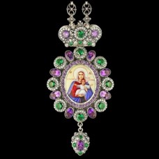 Панагия серебряная с финифтьевым образом и цепью аг-2.7.0558-144