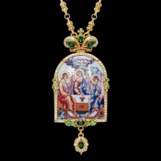 Панагия латунная в позолоте с принтом и цепью аг-2.7.0691ЛП-274ЛП