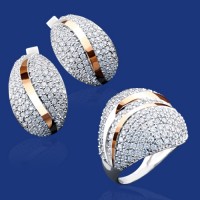 Серебряный гарнитур с золотом бц-204