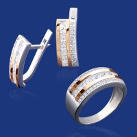 Срібний гарнітур з золотом бц-219