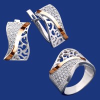 Срібний гарнітур з золотом бц-230