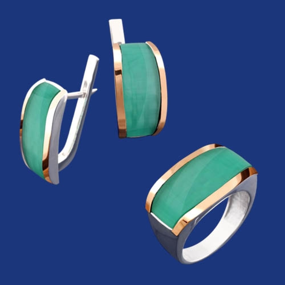 Срібний гарнітур з золотом бц-246