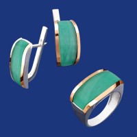 Срібний гарнітур з золотом бц-246