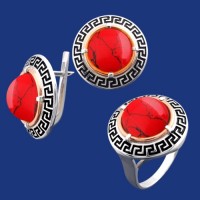 Серебряный гарнитур с золотом бц-257