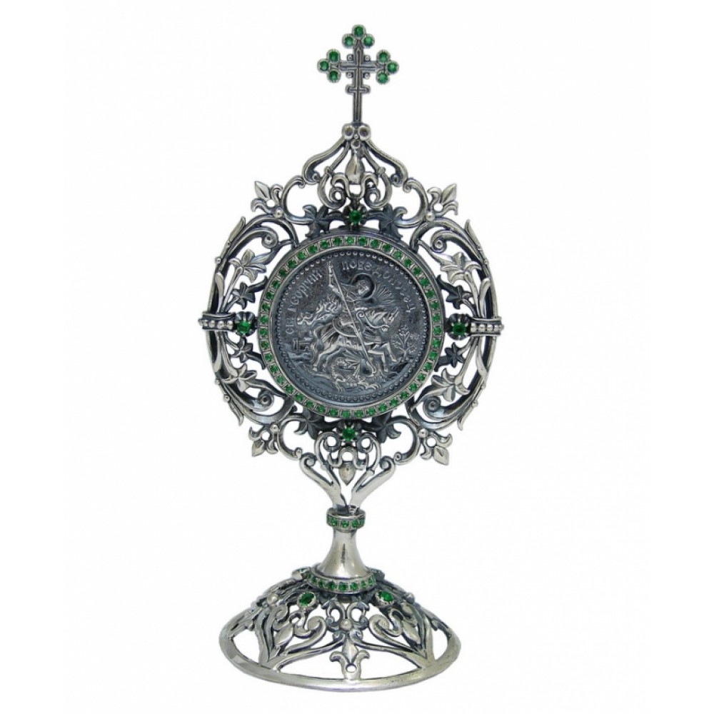 Серебряная икона "Георгий Победоносец" бр-8110026