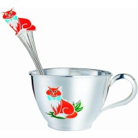 Набор серебряной посуды детский Котенок (чашка+ложка) ХЮ-080544/080460