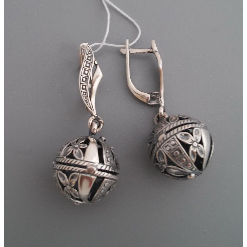 Серебряные серьги "Шар" бр-1100199