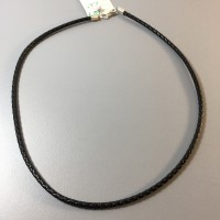 Шнурок из плетеной кожи с серебряным замком стп-0007