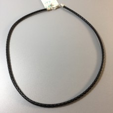 Шнурок из плетеной кожи с серебряным замком стп-0007