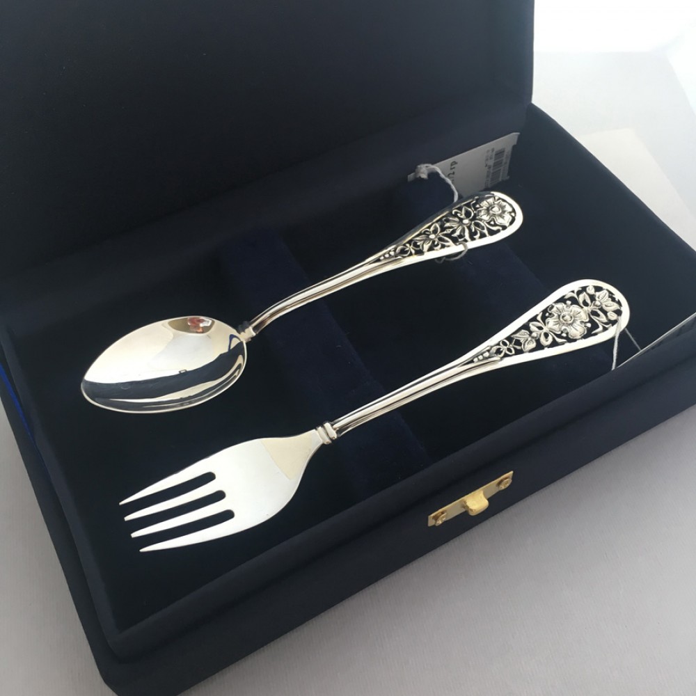 Набір дитячого срібного посуду Полянка БР-084137