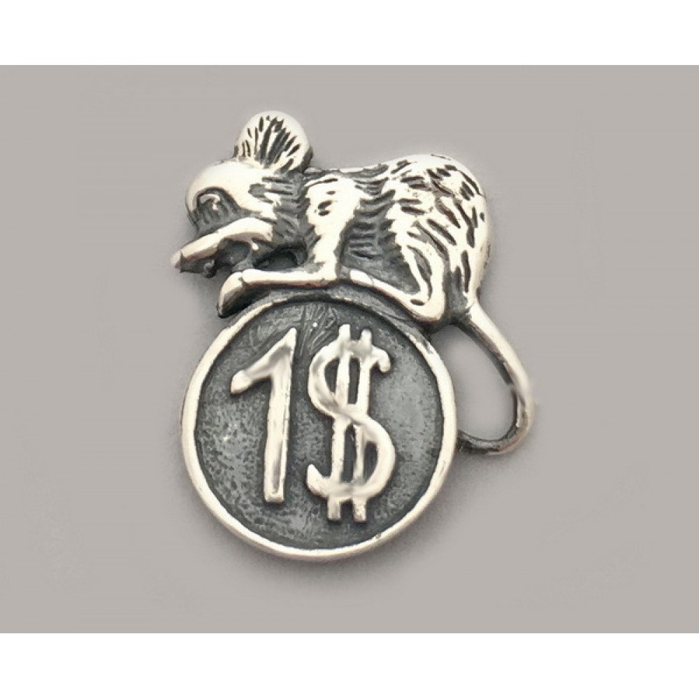 Срібний Сувенір Миша кошелькова з доларом ХЮ-19