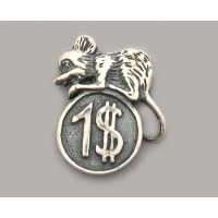 Серебряный сувенир "Мышь кошельковая с долларом" ХЮ-19