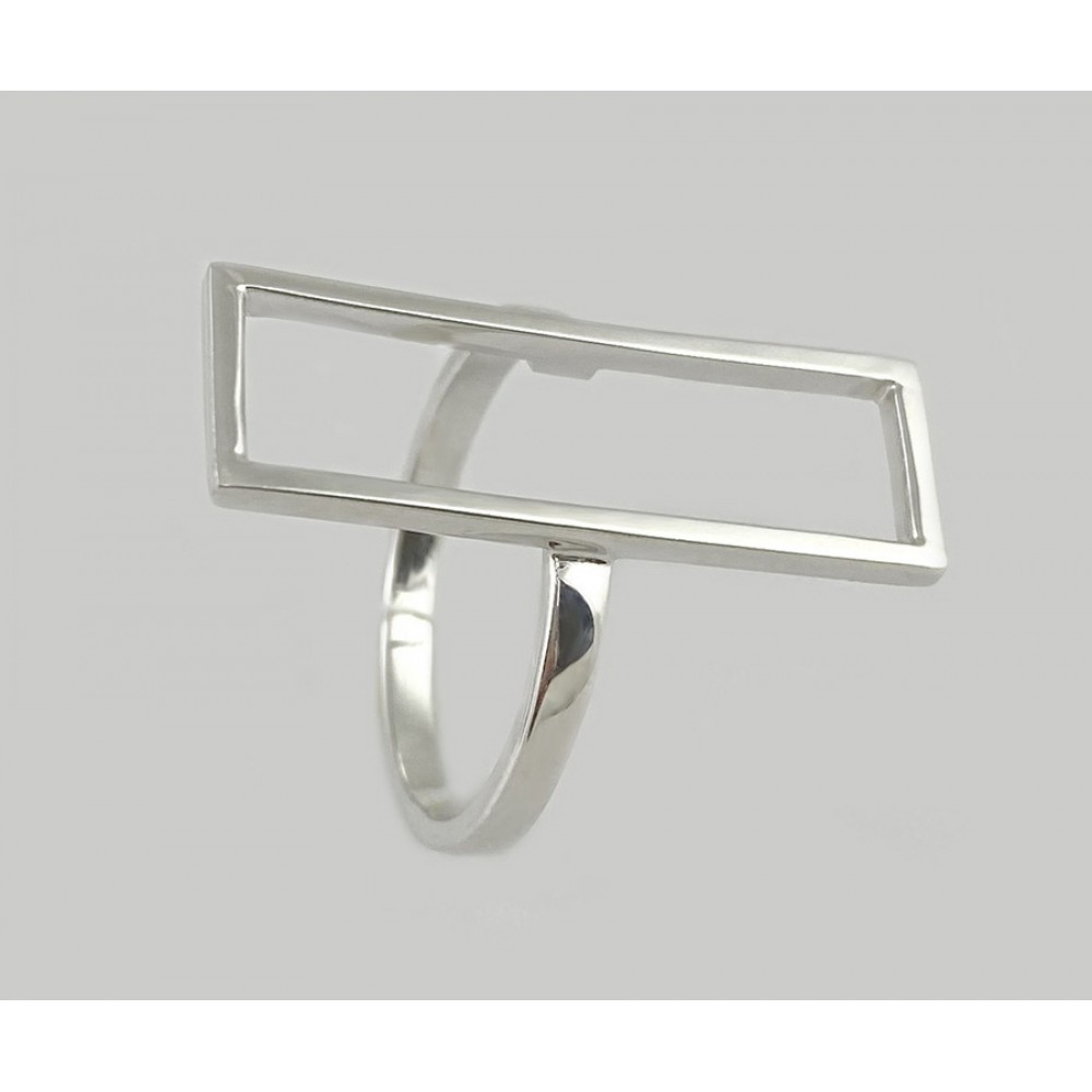 Серебряное родированое кольцо без камней ЛЗ-10081