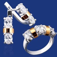 Серебряный гарнитур с золотом бц-029