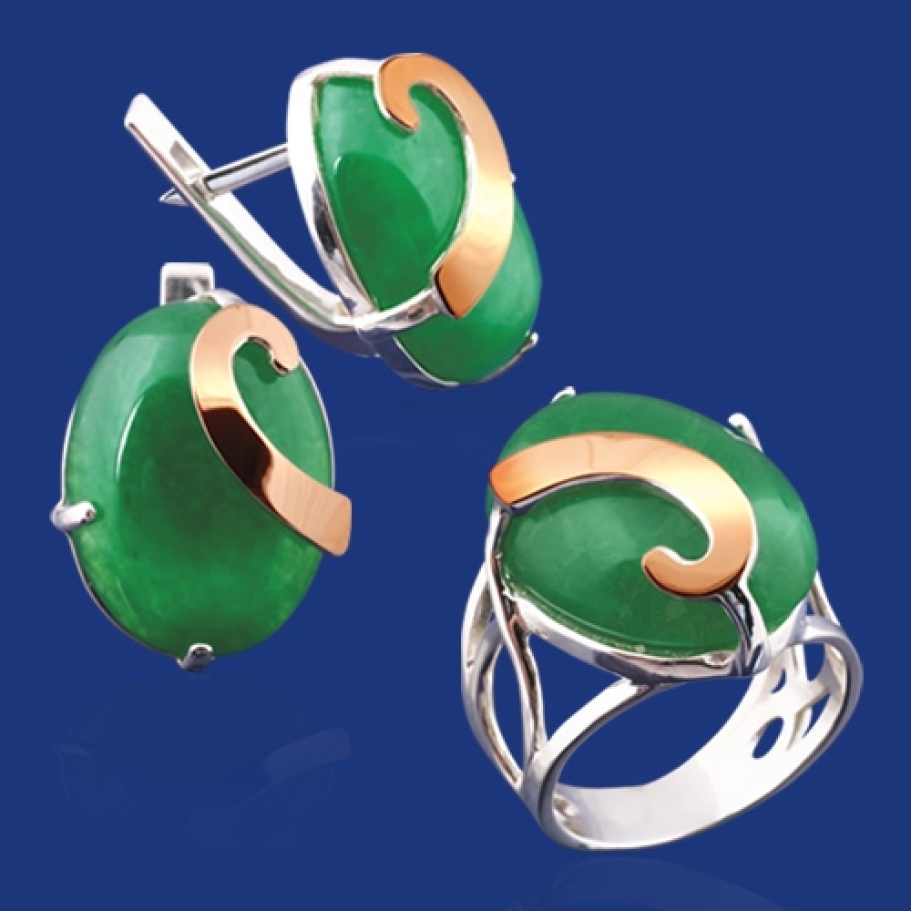 Срібний гарнітур з золотом бц-101