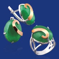 Срібний гарнітур з золотом бц-101