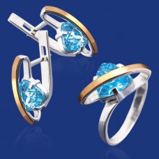 Серебряный гарнитур с золотом бц-116