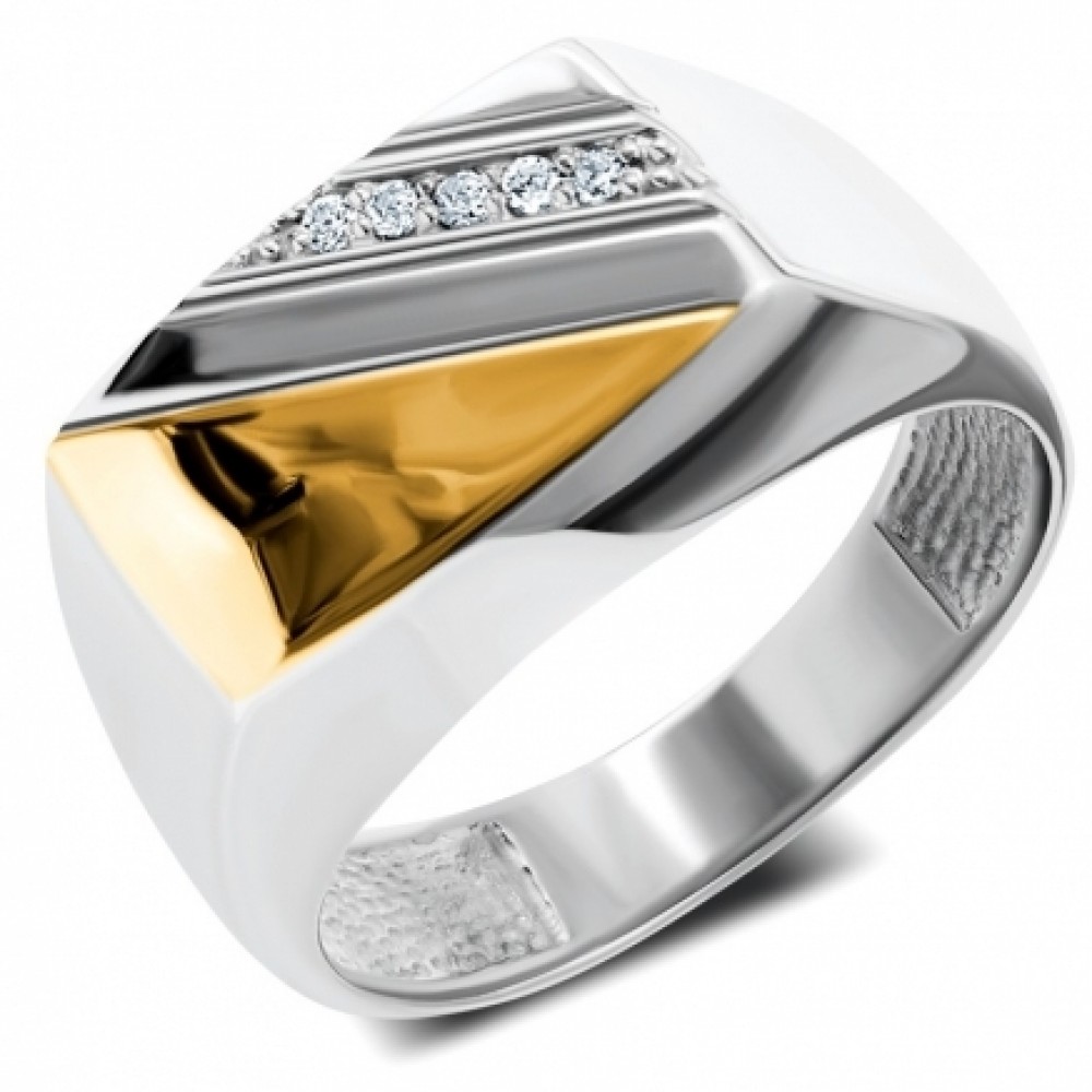 Срібна каблучка з золотою накладкою ЛЗ-12057