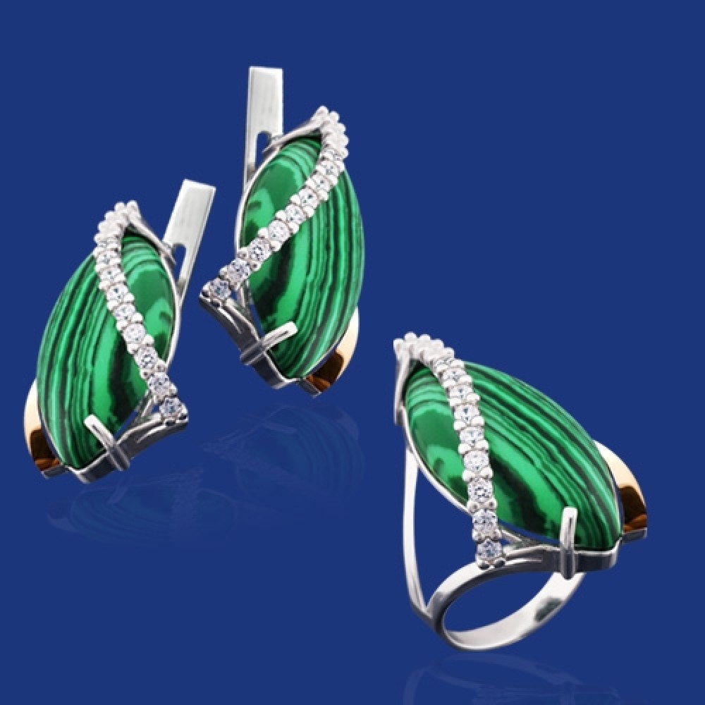 Серебряный гарнитур с золотом бц-178