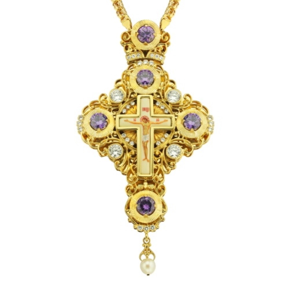 Крест наперсный латунный с цепью 2.10.0053ЛП-21ЛП