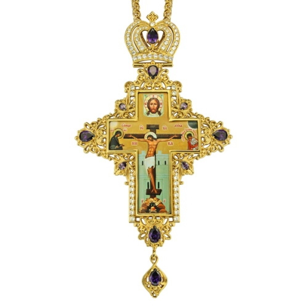 Крест наперсный латунный в позолоте с цепью 2.10.0078ЛП-21ЛП