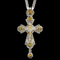 Крест латунный со вставками и цепью 2.10.0131Л1Л
