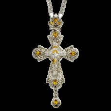 Крест латунный со вставками и цепью 2.10.0131Л1Л