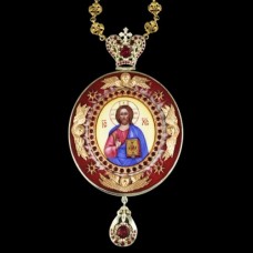 Панагия серебряная с финифтью "Архиерейская"№1 Вседержитель аг-2.7.0039К