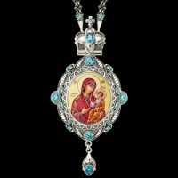 Панагия серебряная с финифтьевым образом и цепью аг-2.7.0495-152