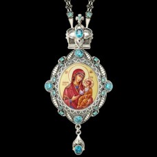 Панагия серебряная с финифтьевым образом и цепью аг-2.7.0495-152