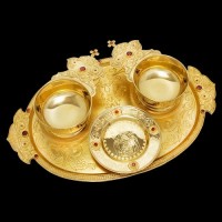 Поднос латунный для архиерейской запивки в позолоте аг-2.7.0729ЛП