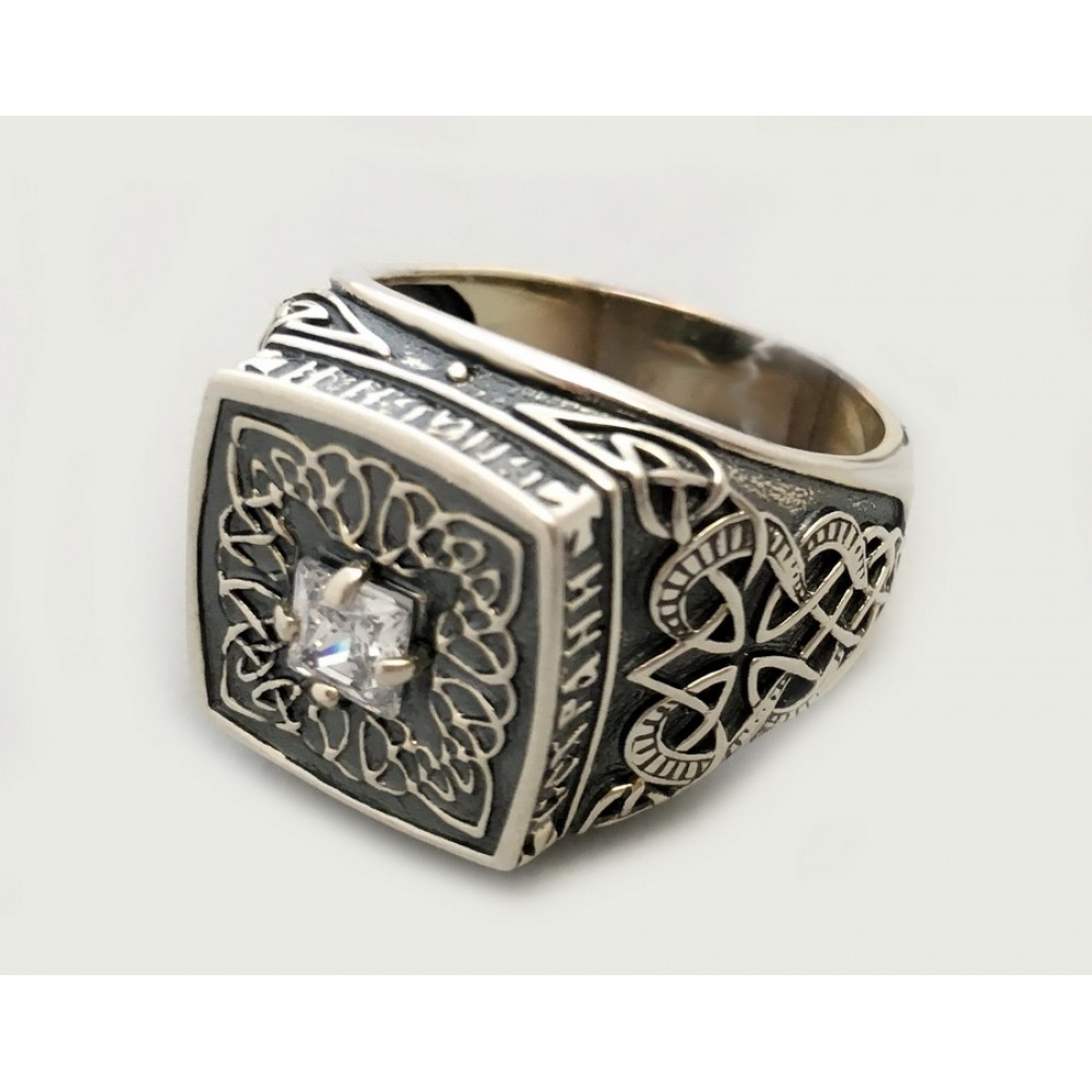 Серебряный перстень мужской Спаси и сохрани бр-1371021