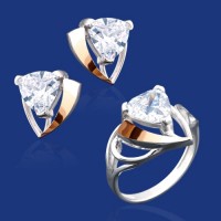 Серебряный гарнитур с золотом бц-218