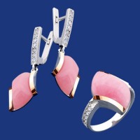 Срібний гарнітур з золотом бц-228