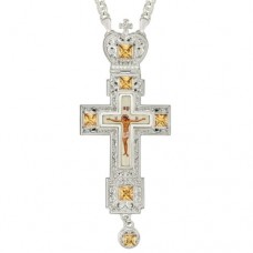 Крест латунный с принтом и вставками 2.10.0157Л-2