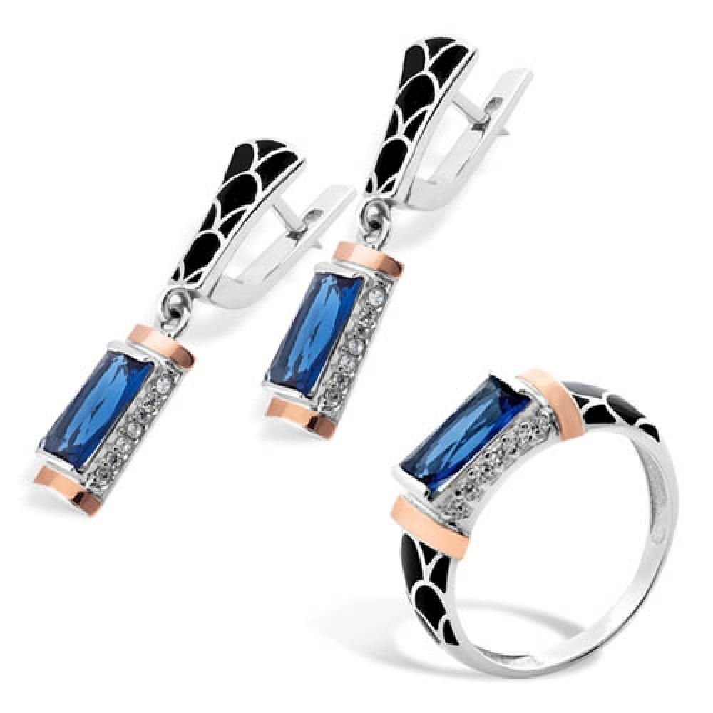 Срібний гарнітур з золотом бц-403