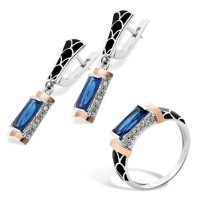 Срібний гарнітур з золотом бц-403