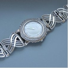 Срібний годинник жіночий великий бр-10037