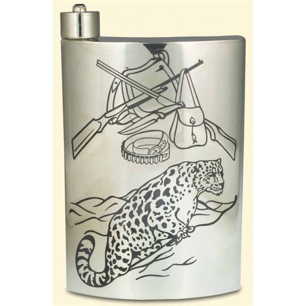 Серебряная фляга Леопард АГ-250047