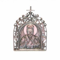 Икона серебряная настольная с образом Николая Угодника бр-00105