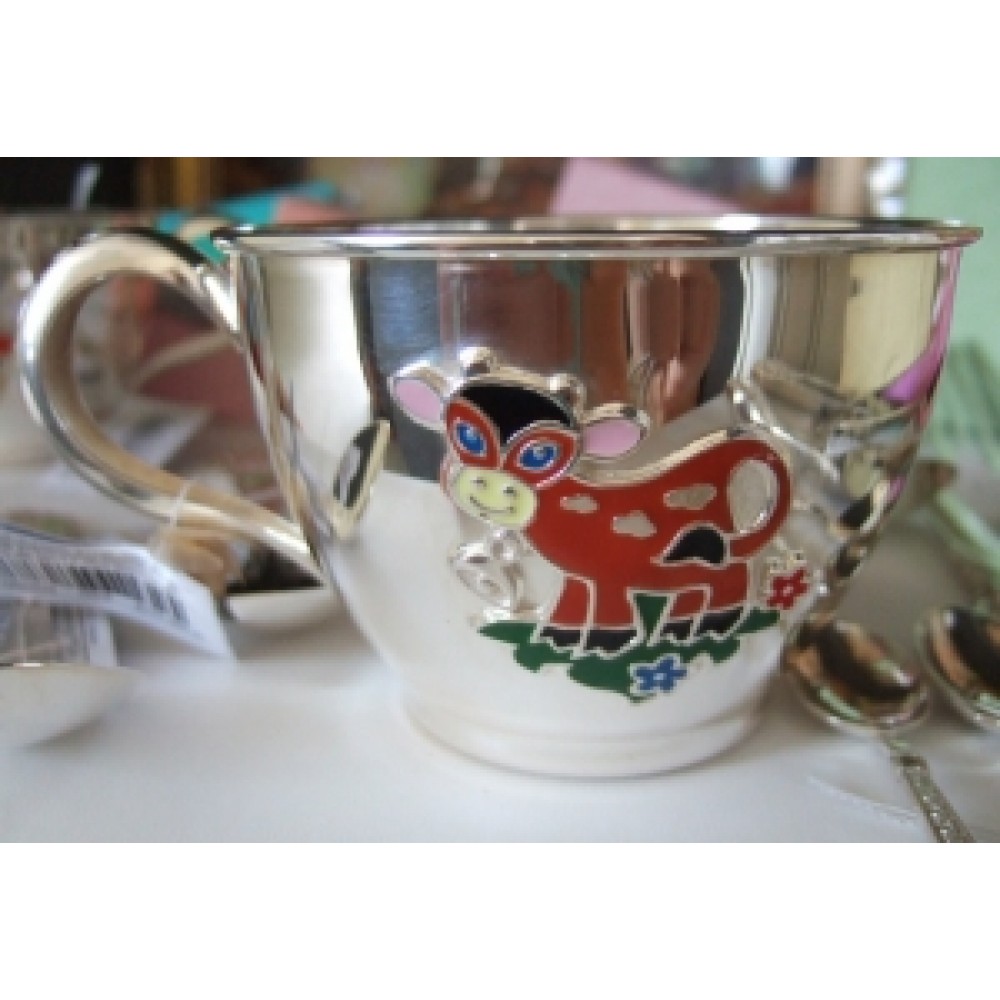 Серебряная чашка детская Бычок 250мл ХЮ-080706