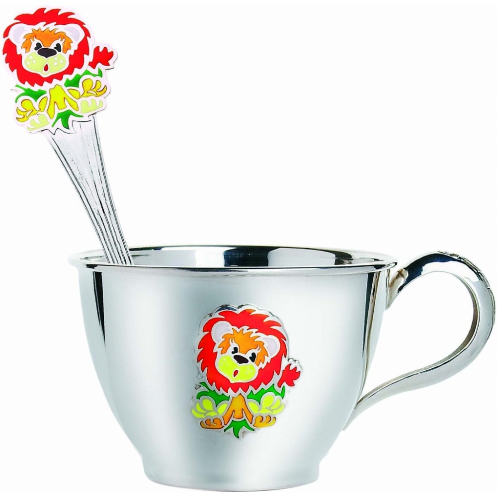 Набір дитячого срібного посуду Левеня (ложка+чашка) ХЮ-080522/080492