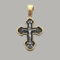Срібний хрест з розп'яттям і частковою позолотою ЛЗ-34028