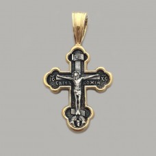 Серебряный крест с распятием  и частичной позолотой ЛЗ-34028