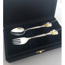 Набір дитячого срібного посуду Мишеня (ложка+виделка) БР-129119