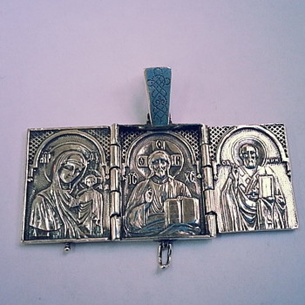 Серебряная ладанка триптих стп-16
