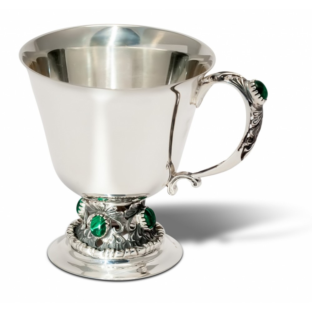 Серебряная чашка Малахит ХЮ-040034