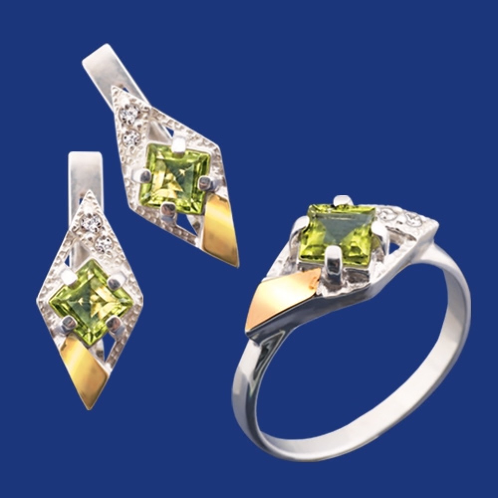 Серебряный гарнитур с золотом бц-142